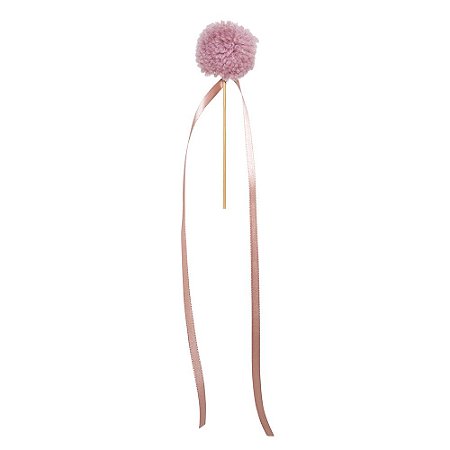 Topo de Bolo Pompom Fitilhos - Rosa Nude