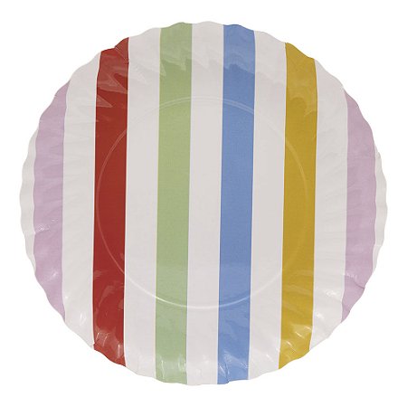 Listra Multicolorida - Prato de Papel G 18cm (5 und)