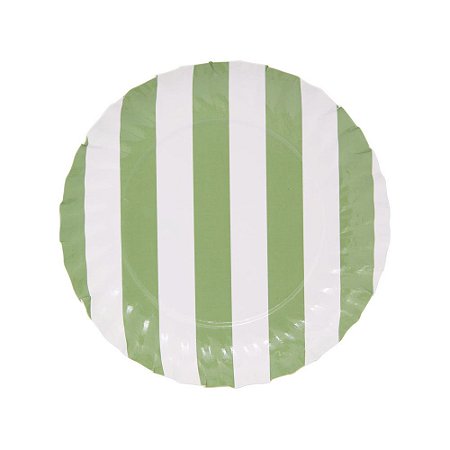Listra Verde Oliva - Prato de Papel P 14cm (5 und)