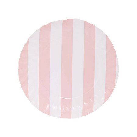 Listra Rosa - Prato de Papel P 14cm (5 und)
