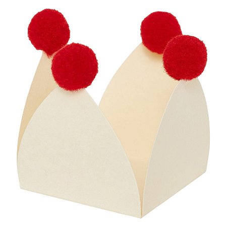 Baunilha e Vermelho - Forminha de doce Pompom (10und)