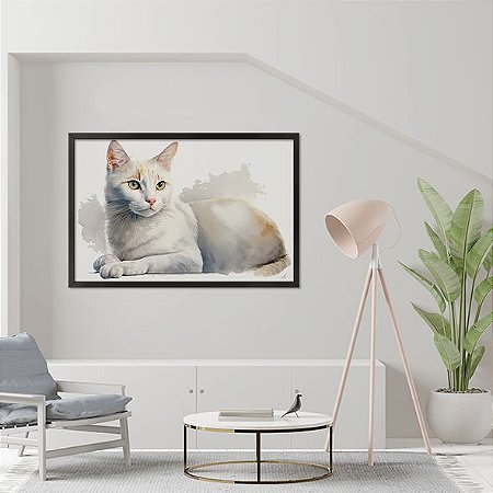 Gato Deitado em Aquarela