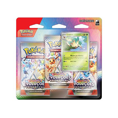 Blister Triplo Escarlate e Violeta Evoluções Prismáticas - Leafeon (Português)