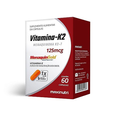 Vitamina K2 125mcg c/ 60 cápsulas - MaxiNutri