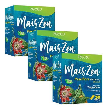 Kit 3uni Mais Zen Passiflora + Triptofano 30 cáps - Prevent Pharma