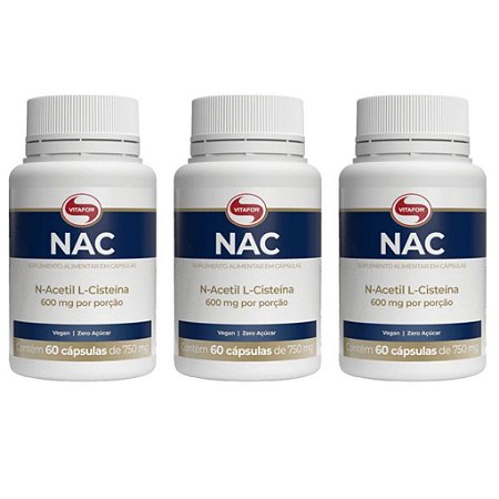 Kit 3uni NAC N-Acetil L-cisteína 60 Cáps 750mg - Vitafor