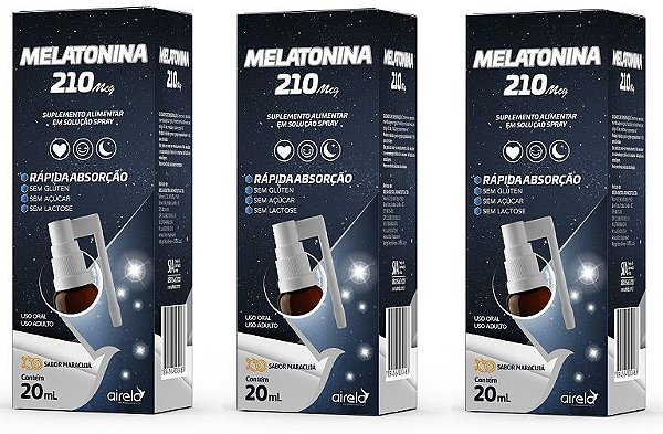 Kit 3uni Melatonina 20ml Solução Spray - Airela