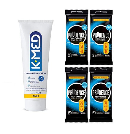 Kit K-Med 100g + 32uni Preservativo Extra Grande Ultra Sensível Prudence