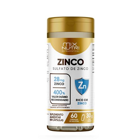 Sulfato de Zinco 30g 60 Cáps - MixNutri