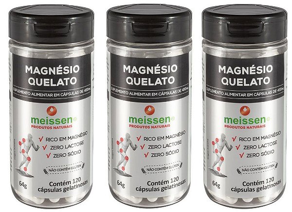 Kit 3x Magnésio Quelato 433mg (3x 120 cápsulas) - Meissen