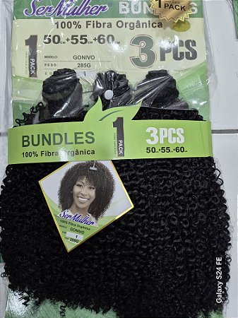 Cabelo orgânico cacheado ser mulher Goivo preto 285g