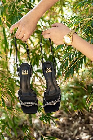SANDÁLIA 1185432 PRETO STRASS CRISTAL
