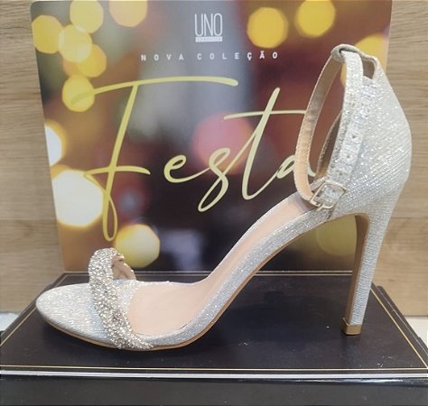 SANDÁLIA FESTA 87195 LUREX PRATA / PEDRAS CRISTAL