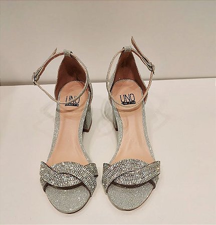 SANDÁLIA 107110 PRATA LUREX / PEDRAS CRISTAL