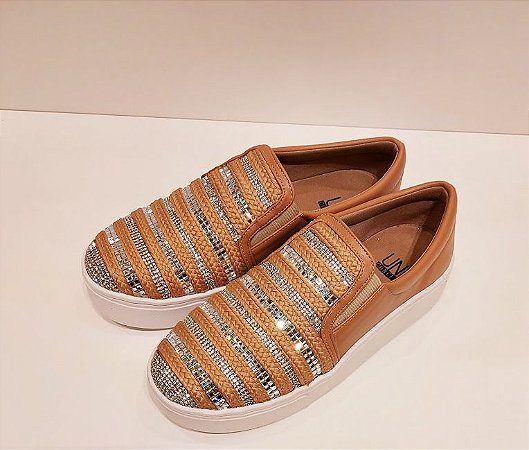 TÊNIS 281169 BEGE PEDRAS CRISTAL