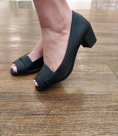 PEEP TOE 644123 PRETO / PRETO TEXTURIZADO