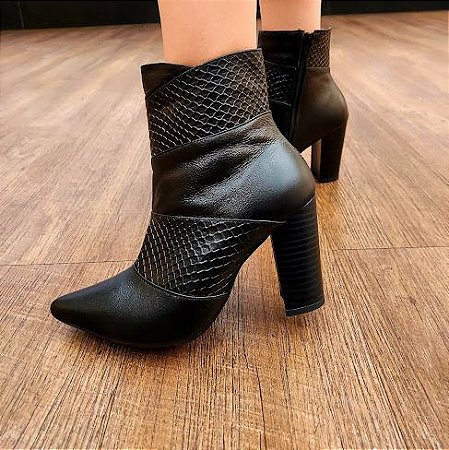 BOTA COURO 1141378 PRETO / PRETO TEXTURIZADO