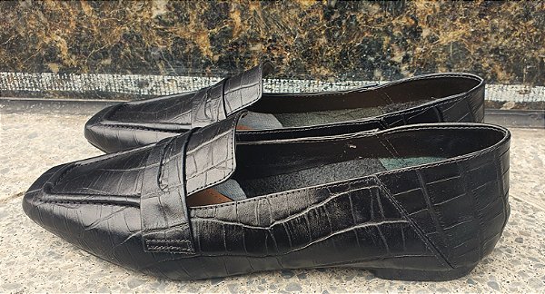 LOAFER COURO 79999 PRETO TEXTURIZADO