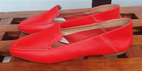 LOAFER COURO 79992 VERMELHO