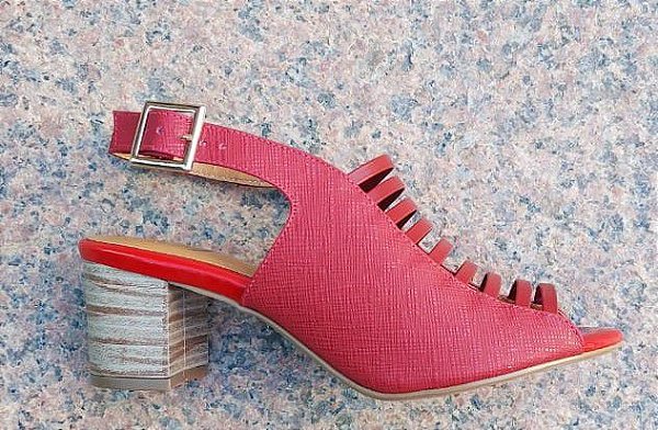 SANDÁLIA COURO 981279 VERMELHO TEXTURIZADO