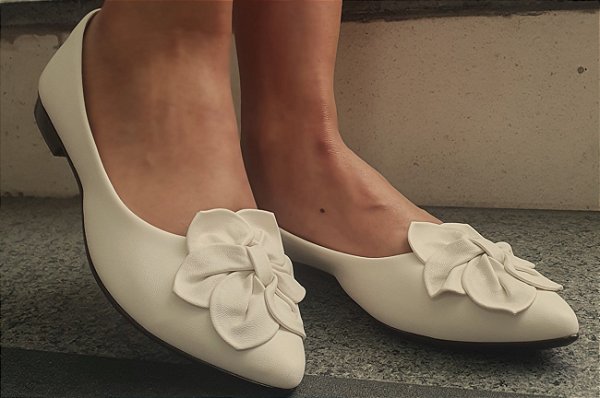 SAPATILHA CONFORTO 745451 BRANCO / FLOR BRANCA