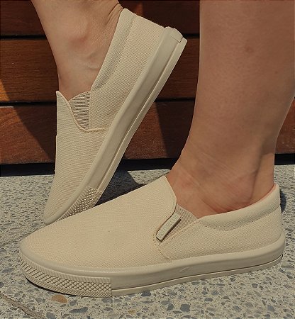 TÊNIS SLIP ON 9404 LINHO NUDE