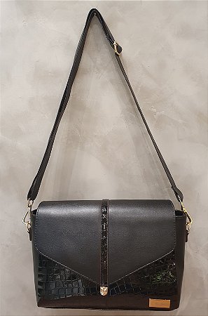 BOLSA ALÇA DE OMBRO LATERAL 009 PRETO / PRETO TEXTURIZADO