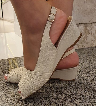 SANDÁLIA ANABELA  COURO 114800 OFF WHITE