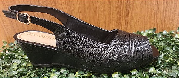 SANDÁLIA ANABELA COURO 114800 PRETO / PRETO