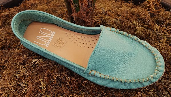 MOCASSIM CONFORT  COURO ADH903 AZUL TIFANY