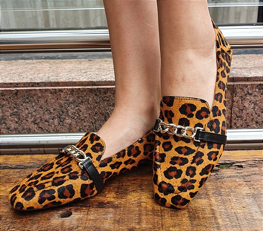 LOAFER EM COURO / PÊLO 79988 CARAMELO TEXTURIZADO
