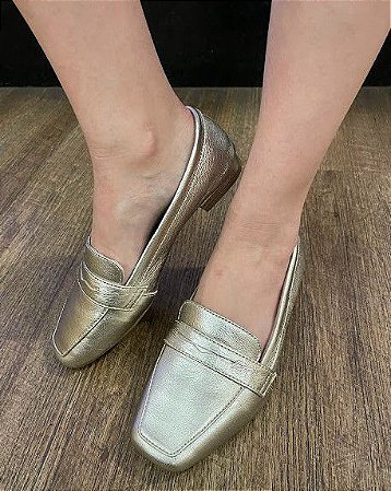 LOAFER EM COURO 111247 PRATA VELHO