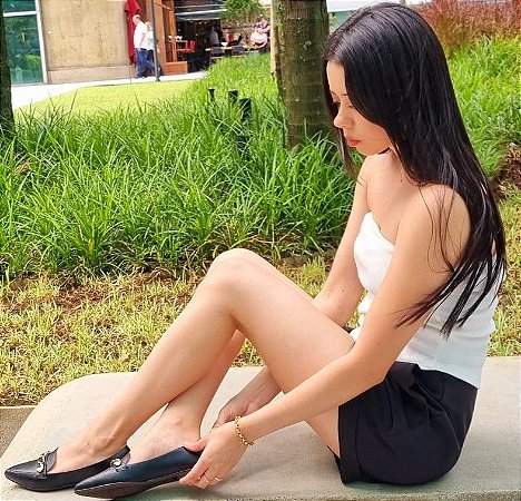 SAPATILHA CONFORTO 745613 PRETO / DETALHE DOURADO