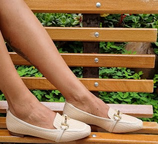 LOAFER 2756 NUDE / TRAMADO NATURAL / FIVELA DOURADA