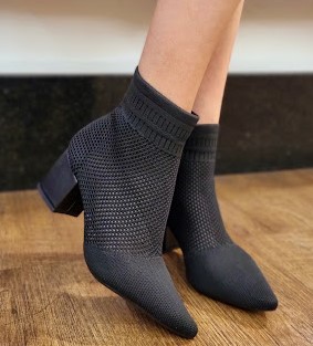 BOTA MEIA KINIT 27601 PRETO / BICO FINO