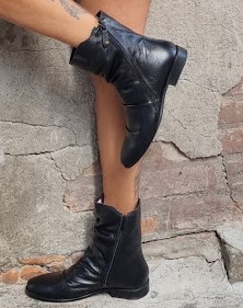 BOTA EM COURO 1004 PRETO / CANO MÉDIO