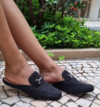 MULE EM SUEDE 70020 PRETO