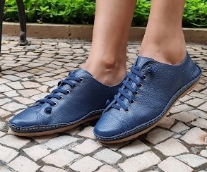 TÊNIS EM COURO ADH001 AZUL MARINHO