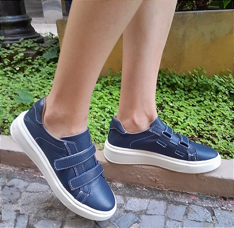 TÊNIS EM COURO 30122 MARINHO / COM VELCRO DUPLO