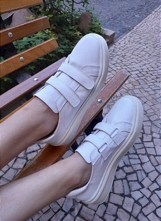 TÊNIS EM COURO 30122 BRANCO / COM VELCRO DUPLO