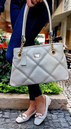 SCARPIN 130771 OFF WHITE / OFF WHITE TEXTURIZADO / SALTO FORRADO