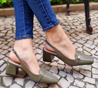 SCARPIN ABERTO 547013 VERDE MILITAR / VERDE TEXTURIZADO