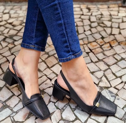 SCARPIN ABERTO 547013 PRETO / PRETO TEXTURIZADO