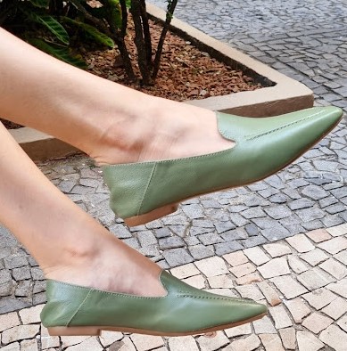 LOAFER EM COURO 79992  VERDE MILITAR LISO