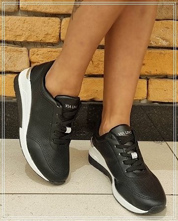 TÊNIS VIA UNO 388022 PRETO / CONFORTO E PRATICIDADE PARA O SEU DIA