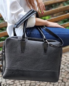 BOLSA/ PASTA EM COURO 1171 PRETO LISO / PRETO TEXTURIZADO / FORRO 100% ALGODÃO / DUAS ALÇAS PARA SEU CONFORTO