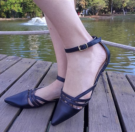 SAPATILHA 40082 PRETO / TIRA NO TORNOZELO