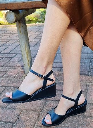 SANDÁLIA ANABELA VIA UNO 864003 PRETO