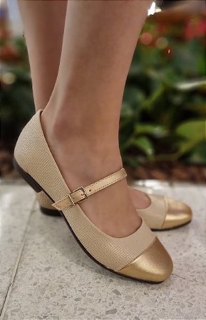 SAPATILHA CONFORTO 655760 NUDE / DOURADO