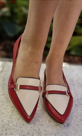 SAPATILHA CONFORTO745780 VERMELHO / OFF WHITE / TIRA VERMELHA COM DOURADO